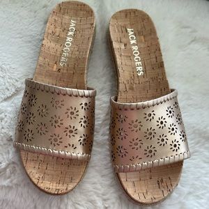Jack Rodgers Rose Gold Cork Slides Size 7.5